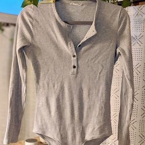 Madewell Grey Ribbed Body Suit